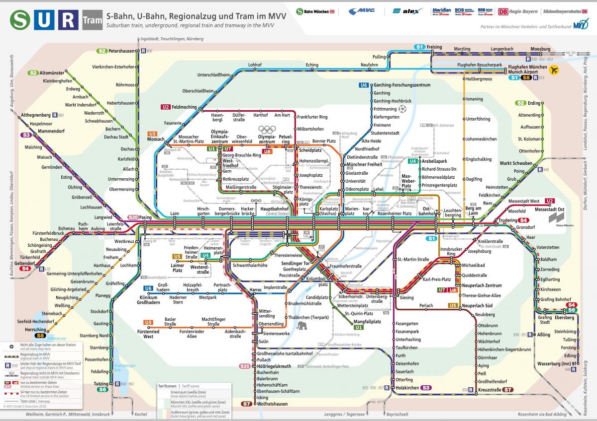 Карта железнодорожных вокзалов Мюнхена