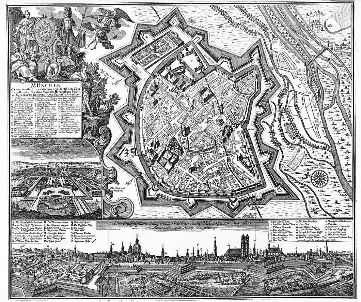 Старинная карта Мюнхена