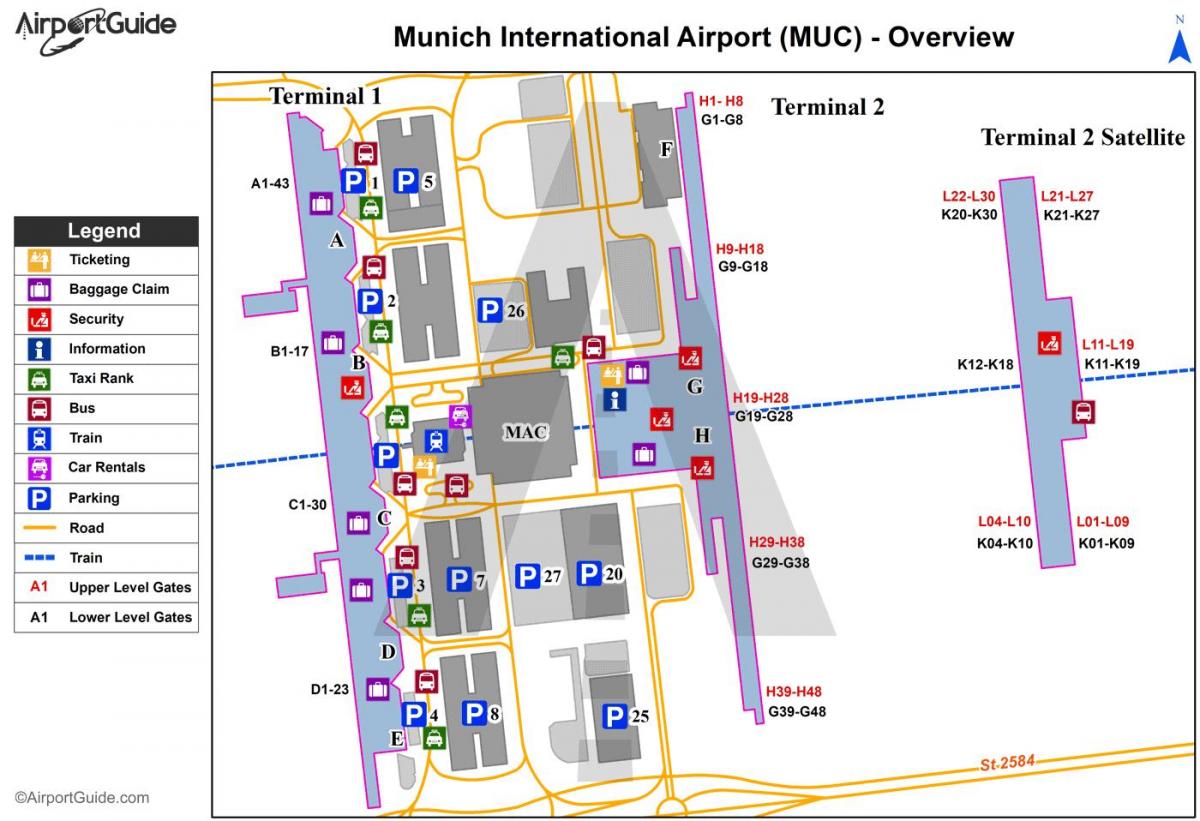 Карта терминалов аэропорта Мюнхена