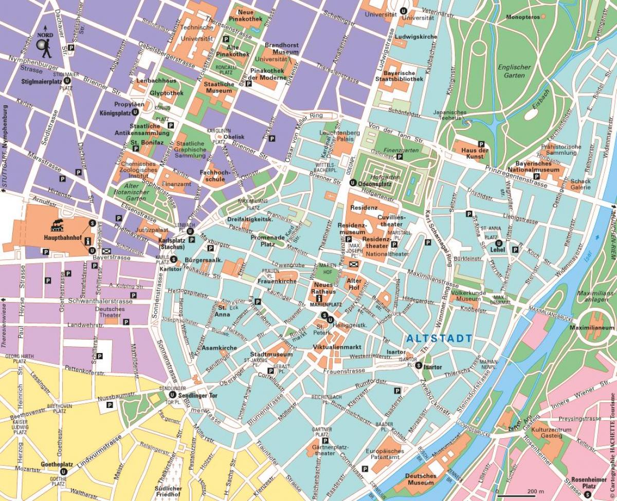 Карта центра Мюнхена