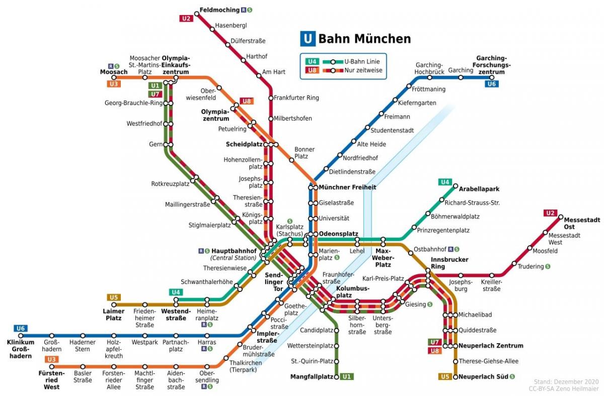 Карта станций метро Мюнхена